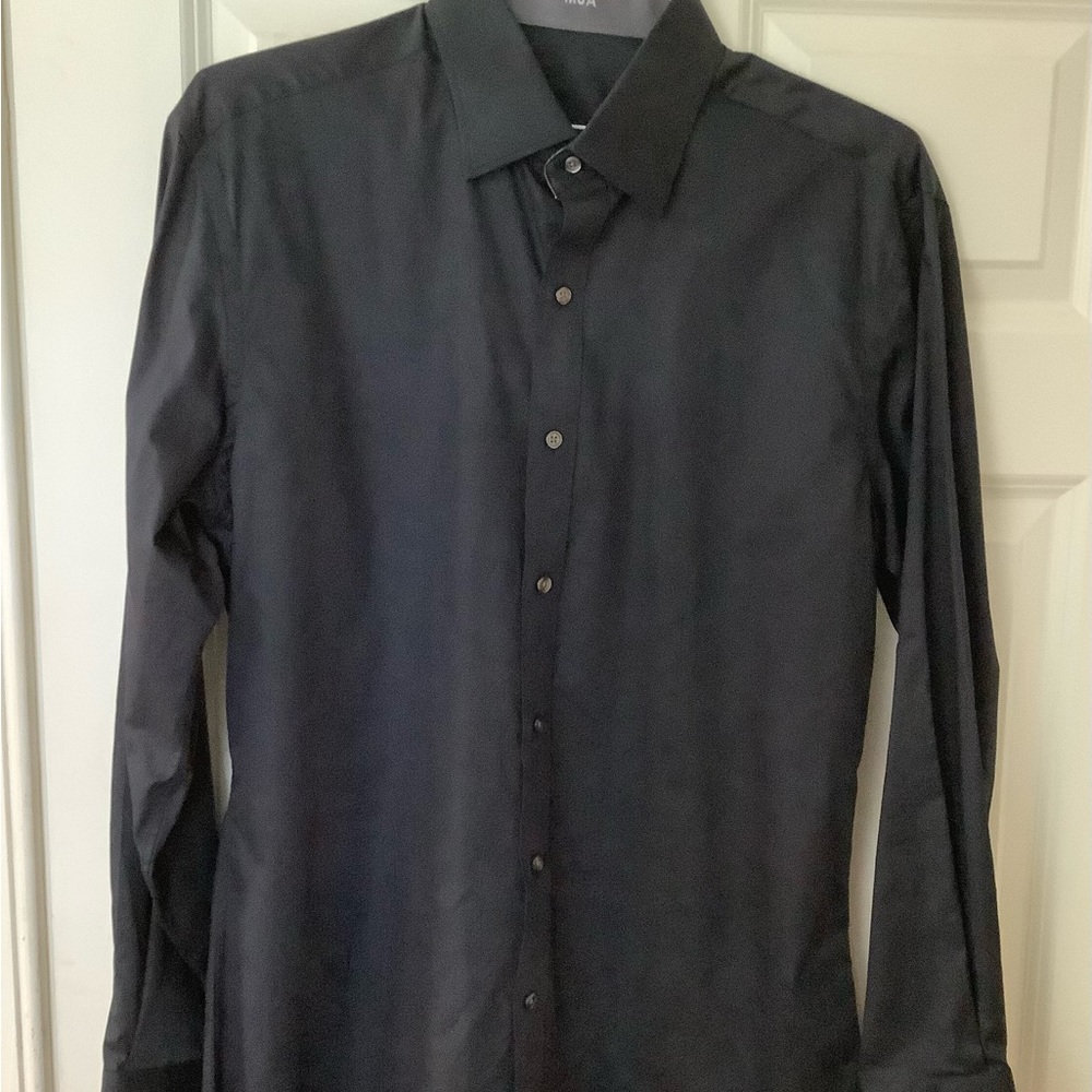 J.Hilburn Men’s Custom 100% cotton dress shirt-black twill neck 16.25”